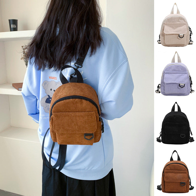 Small Corduroy Backpack Fashion Primary And Secondary Campus Bag Girls Schoolbags