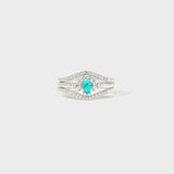 Artificial Turquoise V Shape Inlaid Zircon Ring