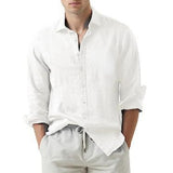 Cotton And Linen Solid Color Youth Casual Cotton And Linen Lightweight Breathable Men's Shirt