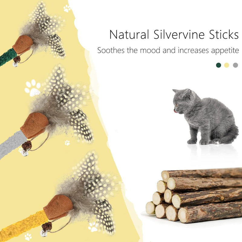 Cat Chew Sticks Catnip Chew Toys With Feather Funny Cat Feather Toys Silvervine Sticks For Cats Teeth Cleaning Chewing Relax