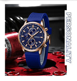 New Men's Silicone Strap Six-pin Steel Strap Business Casual Watch