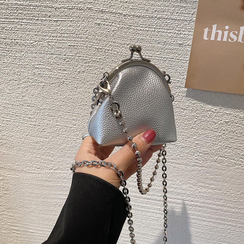 Fashion Mini Clip Mouth Metal Chain Women's Bag