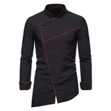 Fashion Stand Collar Multi-button Oblique Placket Dress Shirt