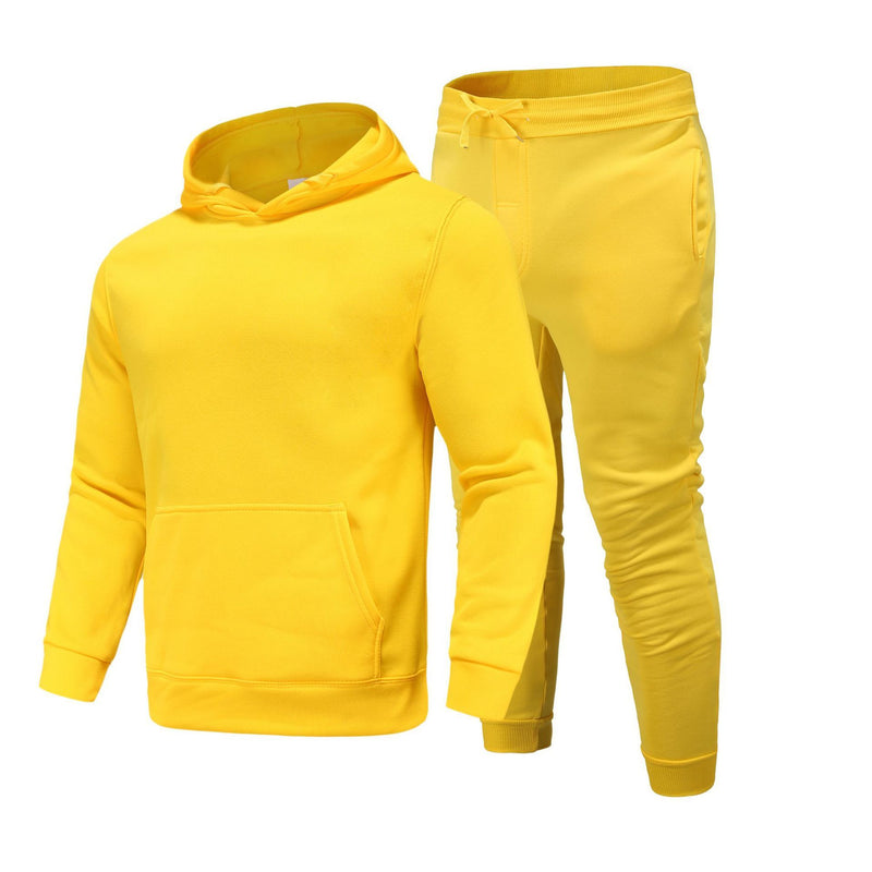 Sports Suit Solid Color Fleece Sweater Hoodie Suit