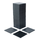 Plastic interlocking deck tiles, 44 waterproof outdoor terrace deck tiles, 12 "x12" square gray