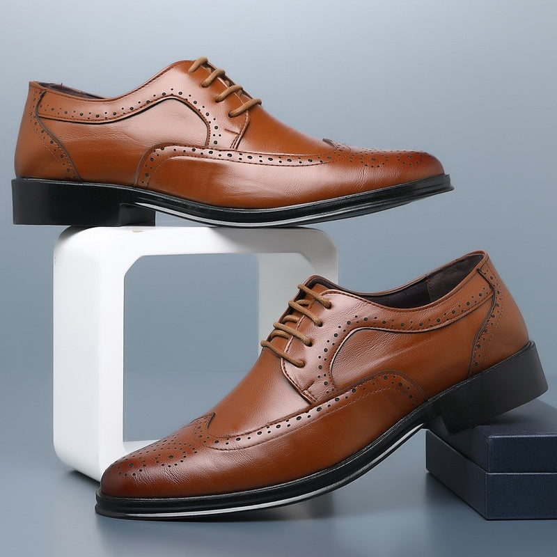 Block Carved Casual Leather Shoes For Men