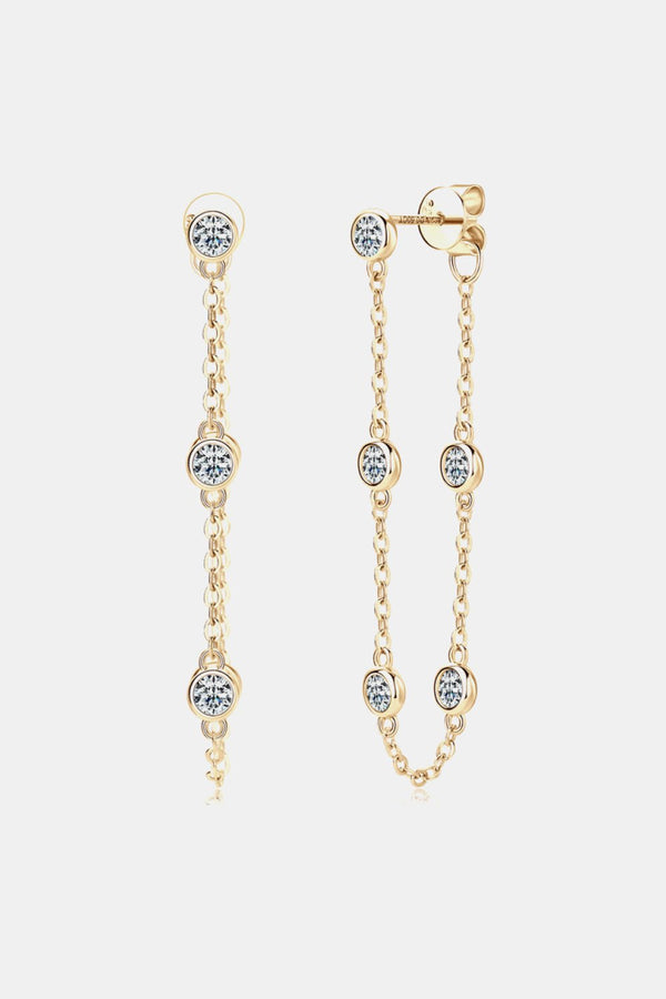 1 Carat Moissanite 925 Sterling Silver Chain Earrings - For You Eshop1 Carat Moissanite 925 Sterling Silver Chain EarringsTrendsiFor You EshopGoldOne Size