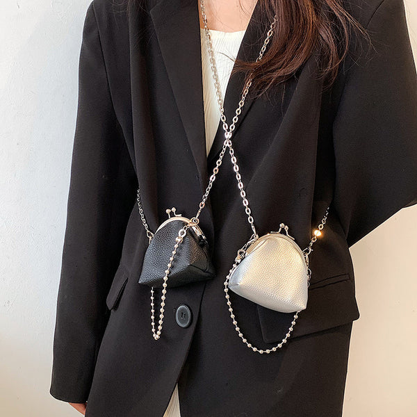 Fashion Mini Clip Mouth Metal Chain Women's Bag