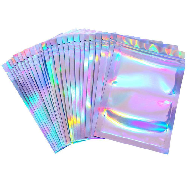 Holographic Rainbow Film Sealed Bag Earrings Ring Jewelry Small Bag Mobile Phone Case Laser Ziplock Bag Jewelry Packaging Bag