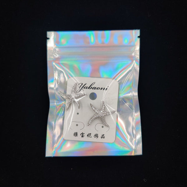 Holographic Rainbow Film Sealed Bag Earrings Ring Jewelry Small Bag Mobile Phone Case Laser Ziplock Bag Jewelry Packaging Bag