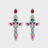 Rhinestone Alloy Cross Earrings