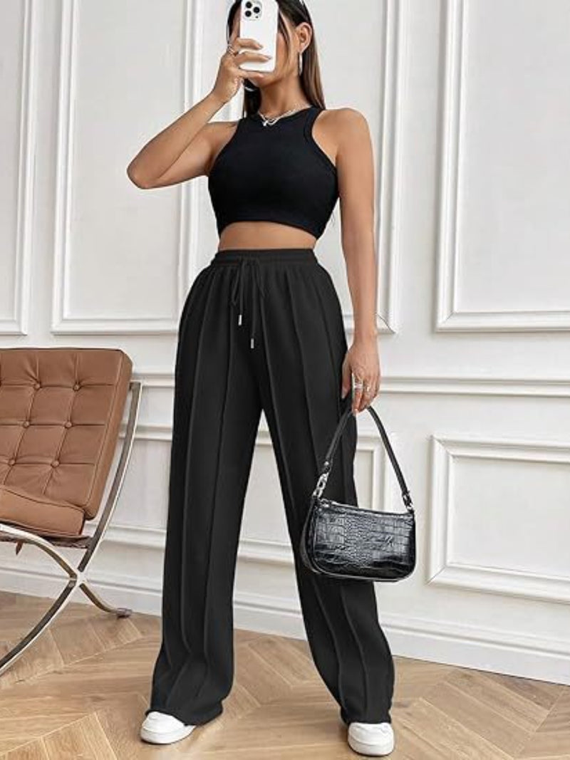 Drawstring Wide Leg Pants with Pockets