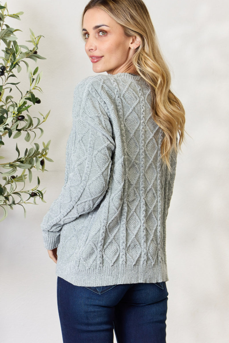 BiBi Cable Knit Round Neck Sweater