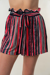 White Birch Full Size High Waisted Striped Shorts