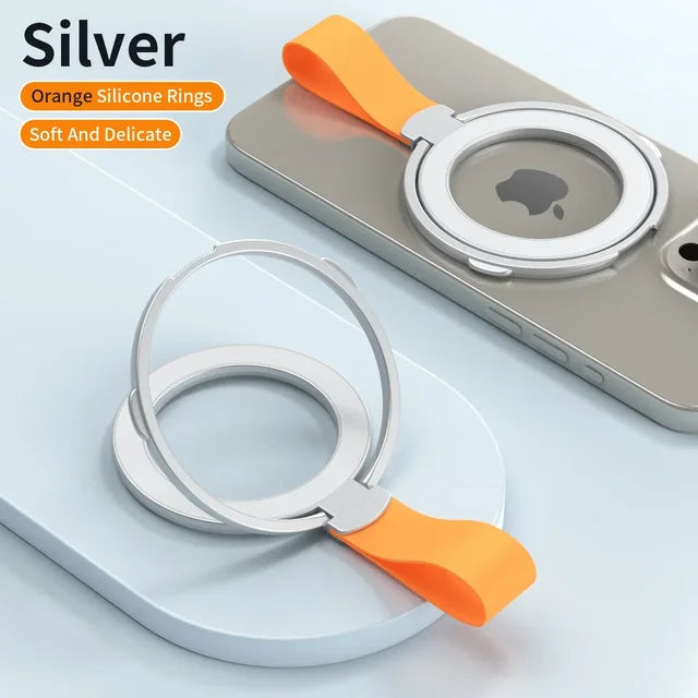 Magnetic Cell Phone Ring Holder for MagSafe Magnet Stand with Strap for IPhone 13 14 15 Samsung Mac Safe Removable Grip Bracket