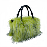 European And American Square Plush Bag Artificial Fur Raccoon Fur Portable Large Capacity Totes