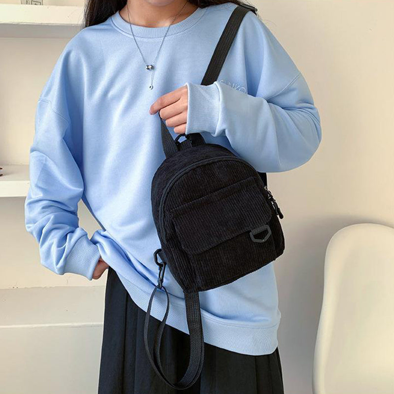 Small Corduroy Backpack Fashion Primary And Secondary Campus Bag Girls Schoolbags