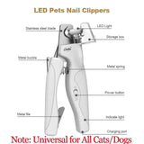 Pet Nail Clippers With Light For Dogs And Cats - Rechargeable, Easy And Safe Trimming With Precision Blades And LED Light