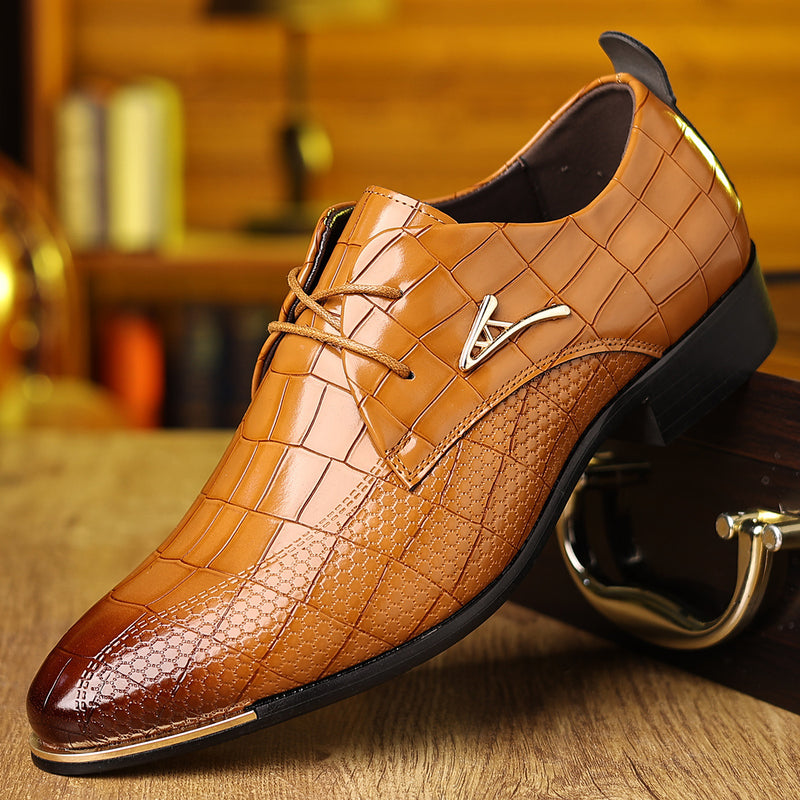 Men's Plus Size Leather Shoes Pointed-toe Fashion Business Formal Men's Shoes Barber Shoes