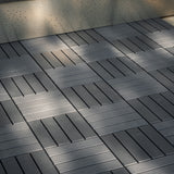 Plastic interlocking deck tiles, 44 waterproof outdoor terrace deck tiles, 12 "x12" square gray