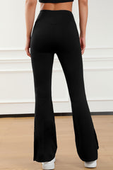 Wide Waistband Slit Bootcut Active Pants