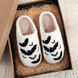 Funny Bat Slipper Halloween Pumpkin Flat Indoor House Shoes For Women Men Soft Plush Cozy Horror Fashion Halloween Gifts