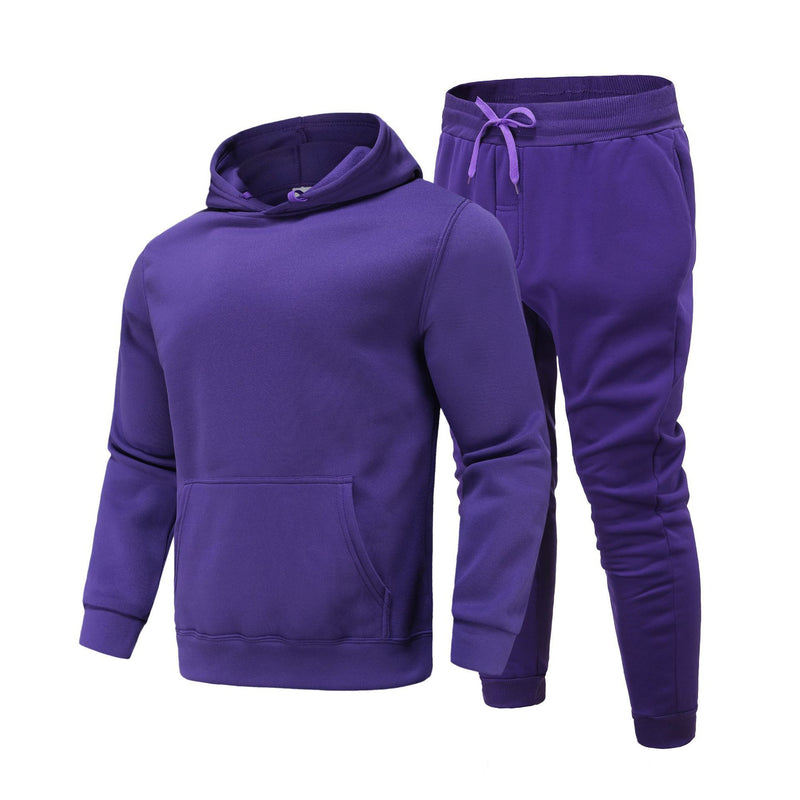 Sports Suit Solid Color Fleece Sweater Hoodie Suit