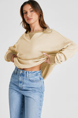 Waffle-Knit Long Sleeve Sweatshirt