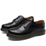 Martin Shoes Women's Low-cut Genuine Leather 5-hole Brogue Men's And Women's Round Head Couple's Lace-up Shoes