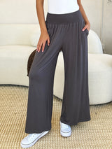 Full Size Smocked Wide Waistband Wide Leg Pants