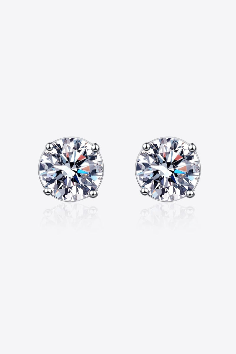 2 Carat Moissanite Rhodium-Plated Stud Earrings