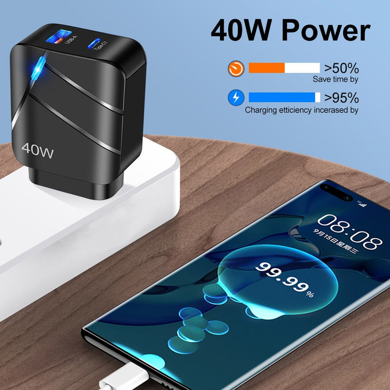 40W PD+QC3.0 mobile phone charger charging head travel charger