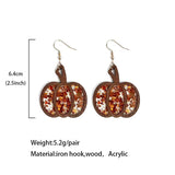 Halloween Autumn Thanksgiving Retro Big Pumpkin Wooden Earrings