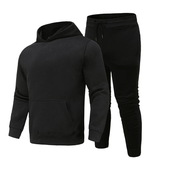 Sports Suit Solid Color Fleece Sweater Hoodie Suit