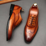 Leather Shoes Men's British Pointed Toe Business Formal Wear Lace-up Shoes Men