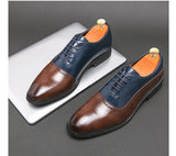 Men's Business Double Color Block Leather Shoes