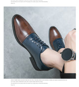 Men's Business Double Color Block Leather Shoes