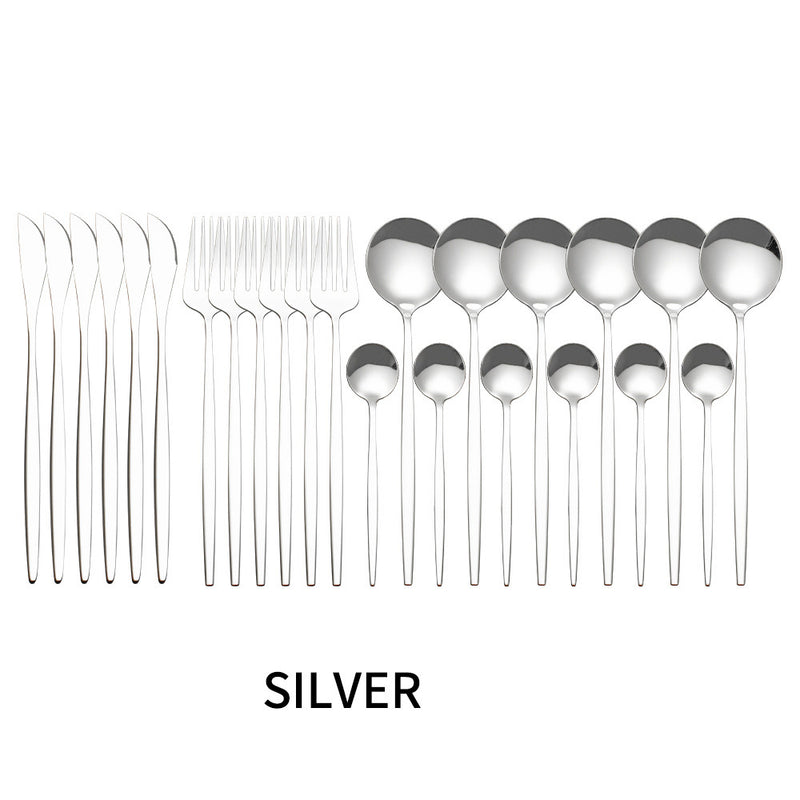 Stainless Steel Tableware 24 Sets Of Forks And Spoons Western Food Portuguese Knife, Fork And Spoon Set Golden Spoon And Fork