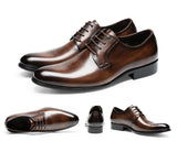 Men's Leather Shoes Breathable Lace Up Hand-rub Color