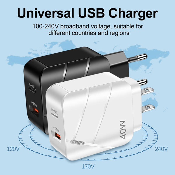 40W PD+QC3.0 mobile phone charger charging head travel charger