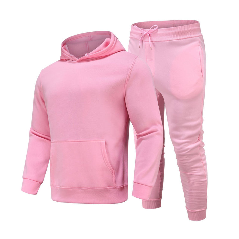 Sports Suit Solid Color Fleece Sweater Hoodie Suit