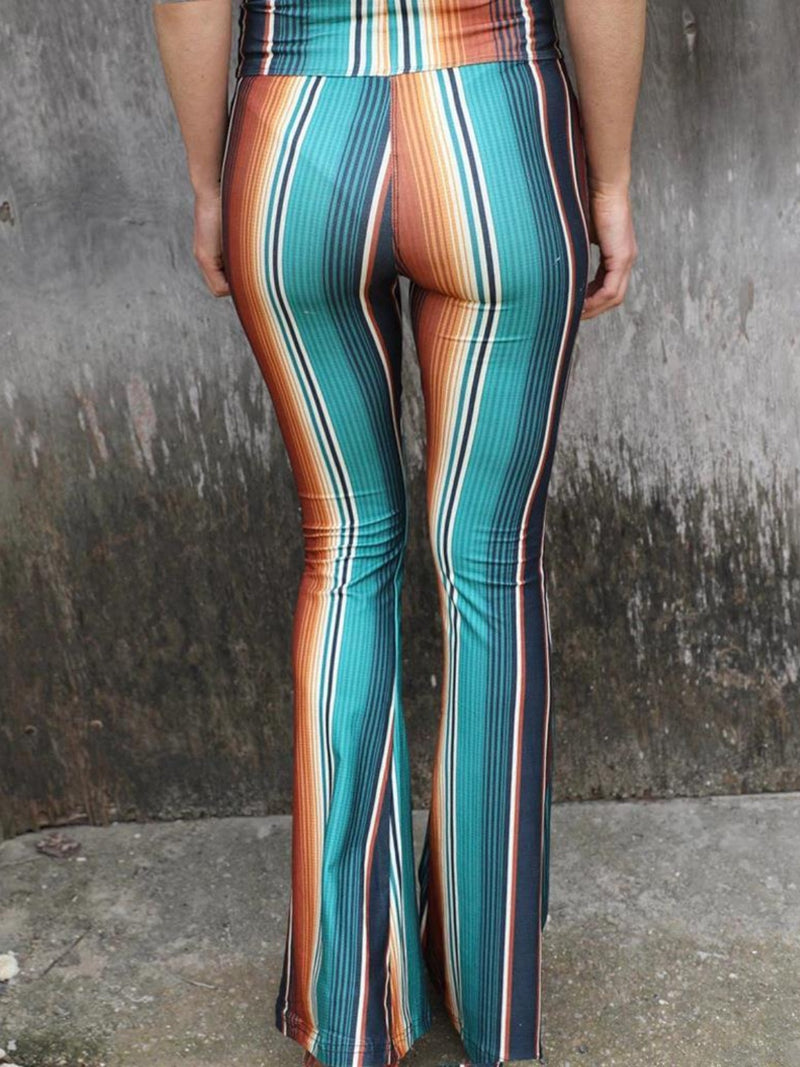 High Waist Striped Bootcut Pants