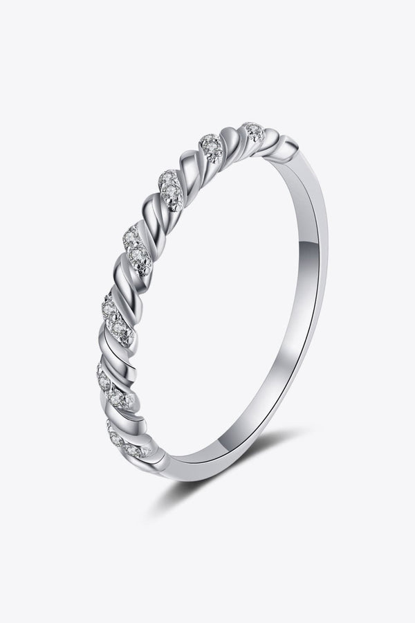 Moissanite Rhodium-Plated Half-Eternity Ring