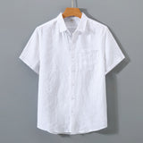 Striped Casual Short-sleeved Linen Shirt