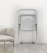 Transparent chair, stackable folding chair, PC plastic living room chair, chrome frame foldable acrylic chair, O-Clear