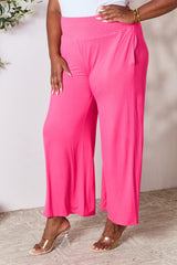 Full Size Smocked Wide Waistband Wide Leg Pants