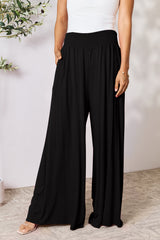 Full Size Smocked Wide Waistband Wide Leg Pants