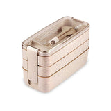 Wheat straw lunch box office portable three-layer lunch box square sealed bento box divided student lunch box