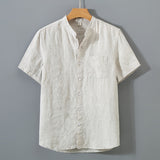 Striped Casual Short-sleeved Linen Shirt