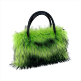 European And American Square Plush Bag Artificial Fur Raccoon Fur Portable Large Capacity Totes